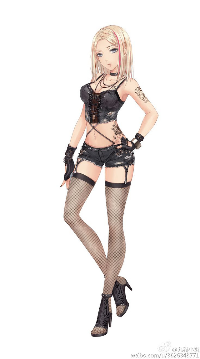 Woman black outfit stockings tattoo free wallpaper - medium preview image