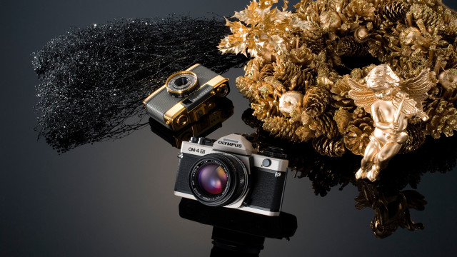 Camera christmas wreath tripod flash free wallpaper - medium preview image