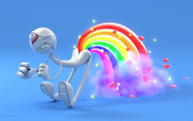 Cartoon character running rainbow colored free wallpaper - medium preview image