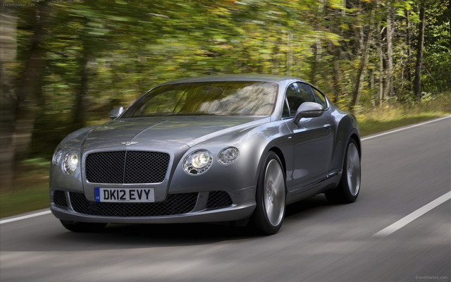 Silver bentley driving road trees free wallpaper - medium preview image