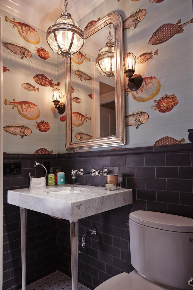 Bathroom sink toilet fish mirror free wallpaper - medium preview image
