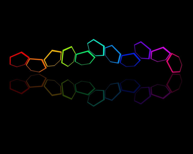 Rainbow hexagonal object black background free wallpaper - medium preview image