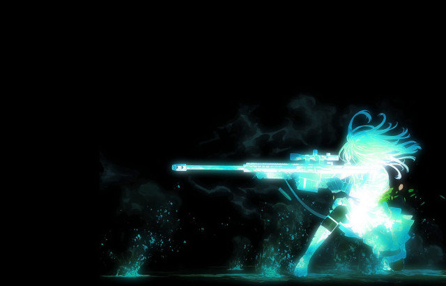 Woman gun green light face free wallpaper - medium preview image