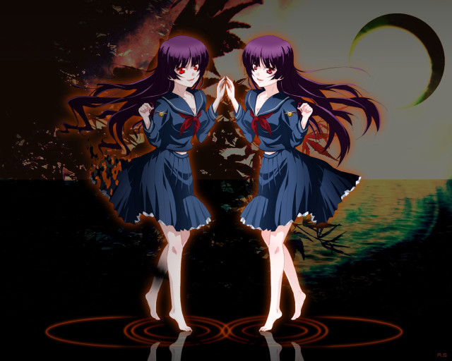 Girl blue dress mirror hands free wallpaper - medium preview image