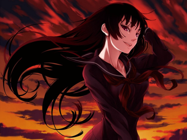 Woman long hair sunset clouds free wallpaper - medium preview image