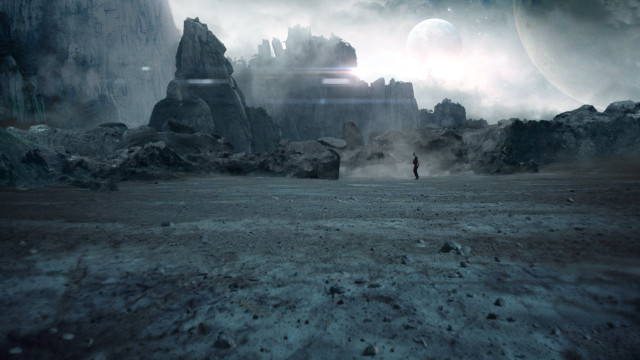 Man barren rocks mountain moonlight free wallpaper - medium preview image