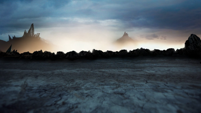 Dark landscape rocks mountain distance free wallpaper - medium preview image