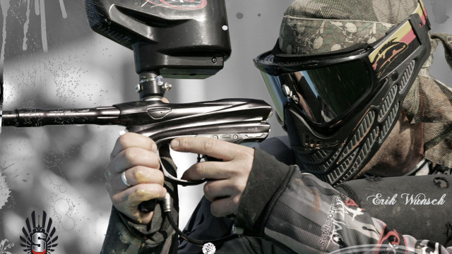 Man paintball mask holding gun free wallpaper - medium preview image