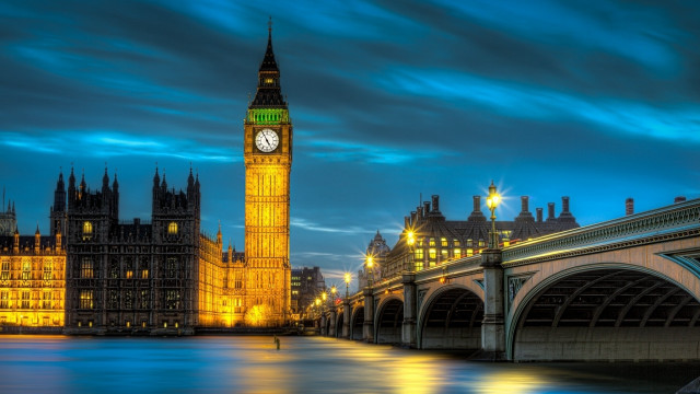 Clock tower city night bridge #4 free wallpaper - medium preview image