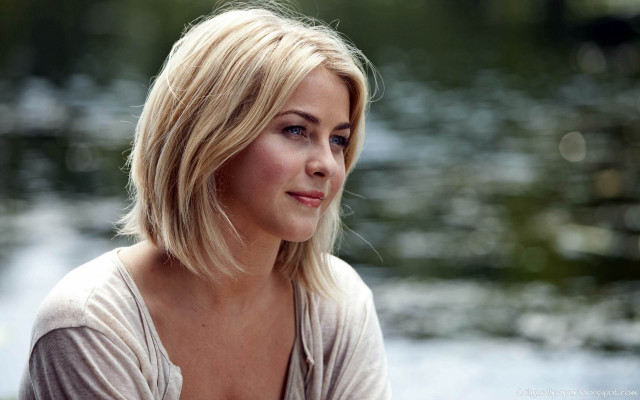 Blonde woman sitting water tree free wallpaper - medium preview image