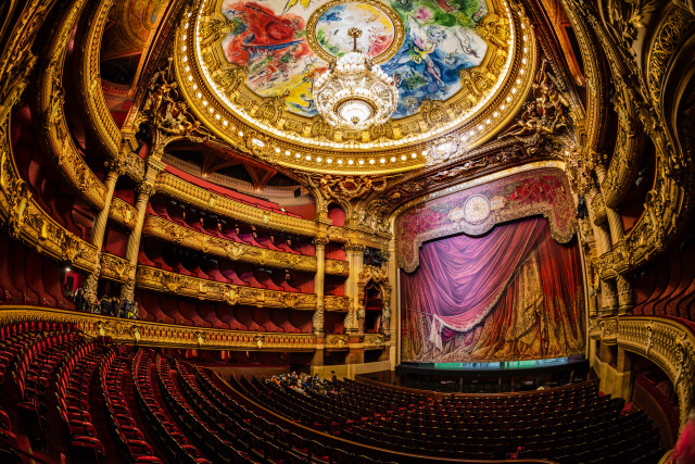 Theatre clock red seats stage free wallpaper - medium preview image