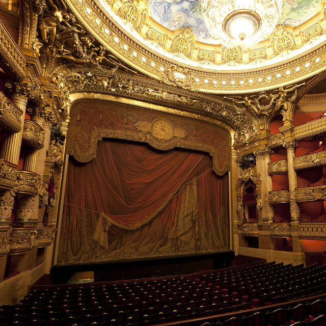 Theater curtain stage clock mural free wallpaper - medium preview image