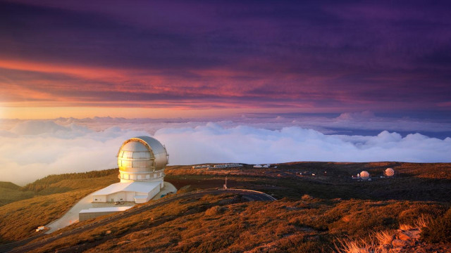 Telescope hill clouds sunset dawn free wallpaper - medium preview image