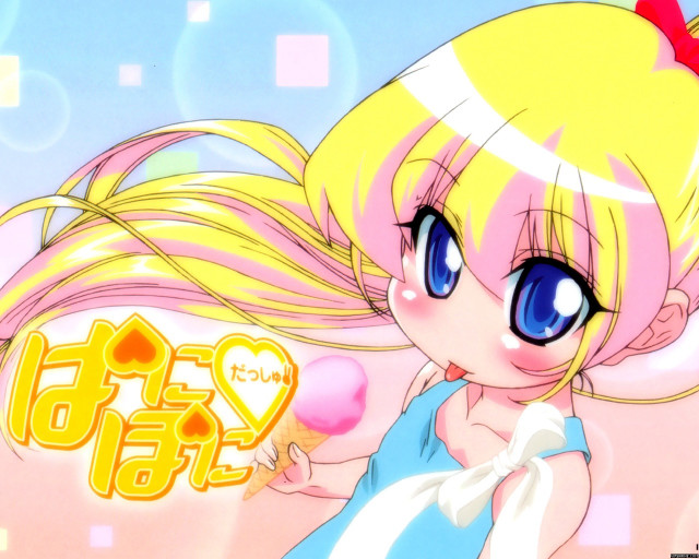Cartoon girl blonde blueeyes pinkheart free wallpaper - medium preview image
