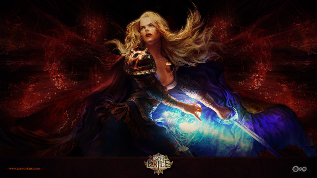 Woman sword red background blue free wallpaper - medium preview image