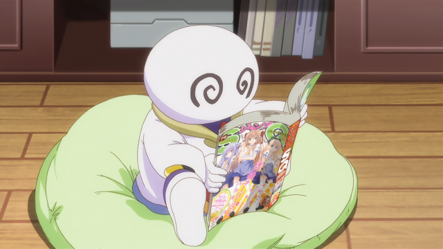 Cartoon character beanbag reading smiling free wallpaper - medium preview image