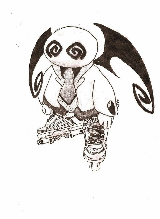 Person skateboard penguin air drawing free wallpaper - medium preview image
