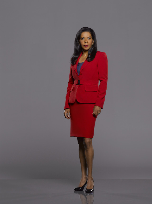 Woman red suit heels gray free wallpaper - medium preview image