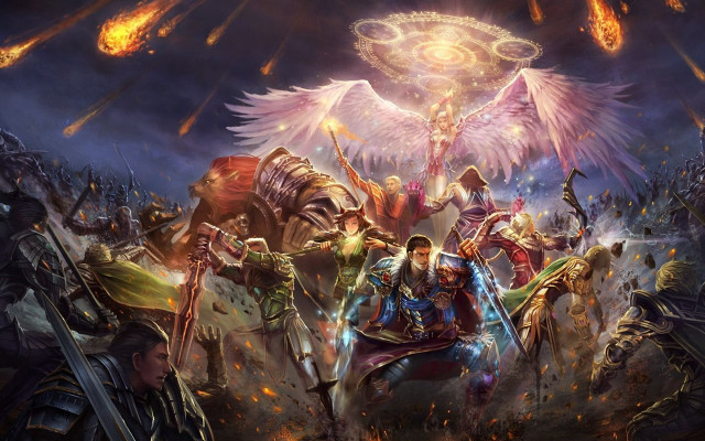 Winged horses demons flames battle free wallpaper - medium preview image