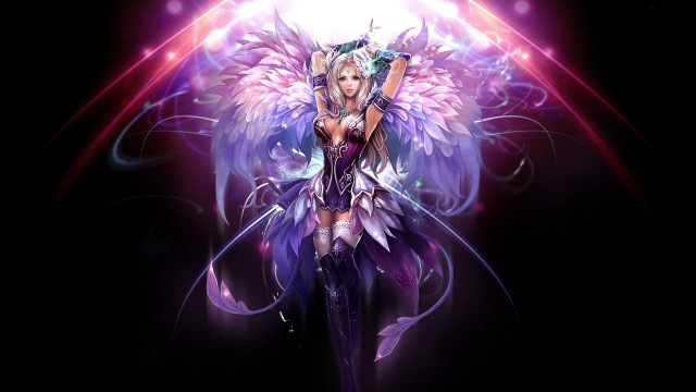 Angel wings purple sword fantasy free wallpaper - medium preview image