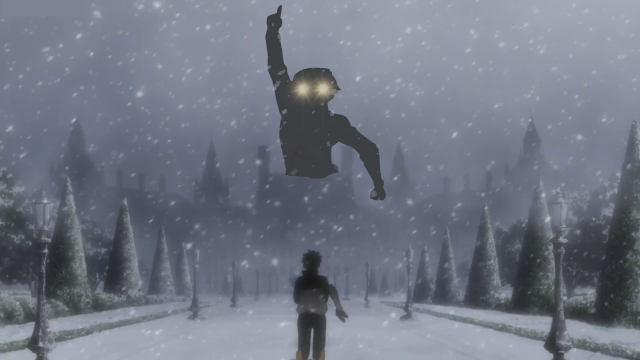 Snowy park robot night star free wallpaper - medium preview image