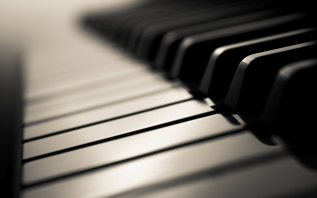 Piano keyboard black white cinematic free wallpaper - medium preview image