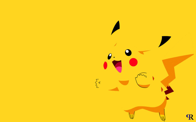 Cartoon pikachu yellow background red free wallpaper - medium preview image
