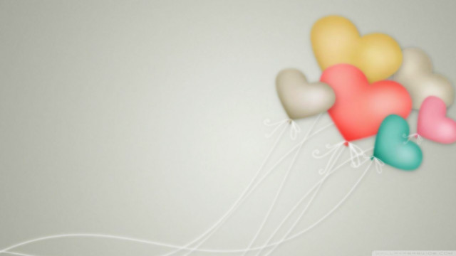 Heart shaped balloons floating white free wallpaper - medium preview image