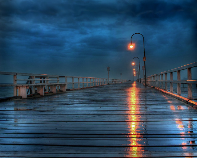 Pier street light night dark free wallpaper - medium preview image