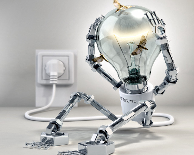 Light bulb robot arm key free wallpaper - medium preview image