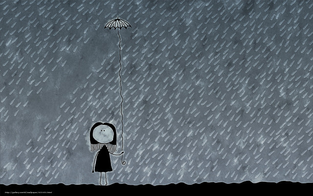 Little girl kite rain drawing free wallpaper - medium preview image
