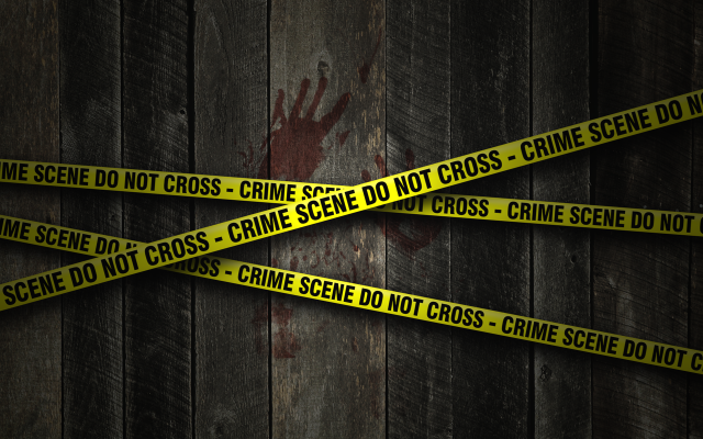 Caution tape wooden wall handprint free wallpaper - medium preview image
