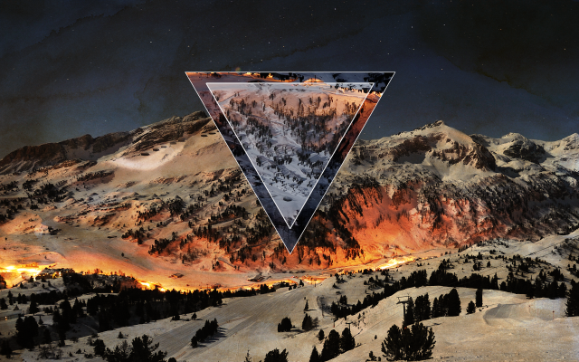 Triangle mountain range fire clouds free wallpaper - medium preview image