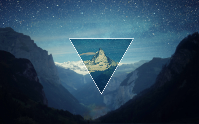 Triangle mountain sky stars reflection free wallpaper - medium preview image