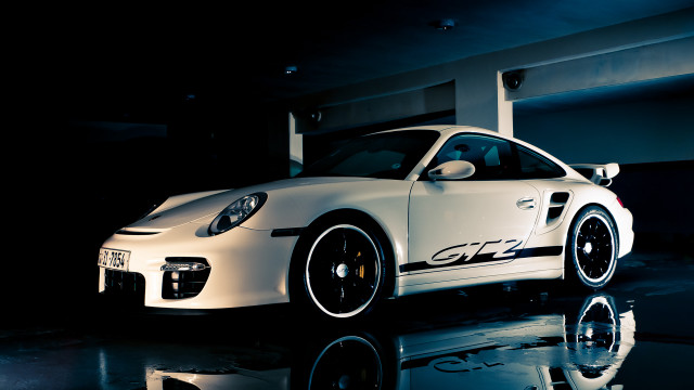 White porsche sports car garage free wallpaper - medium preview image