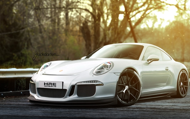 White porsche sports car sunset free wallpaper - medium preview image