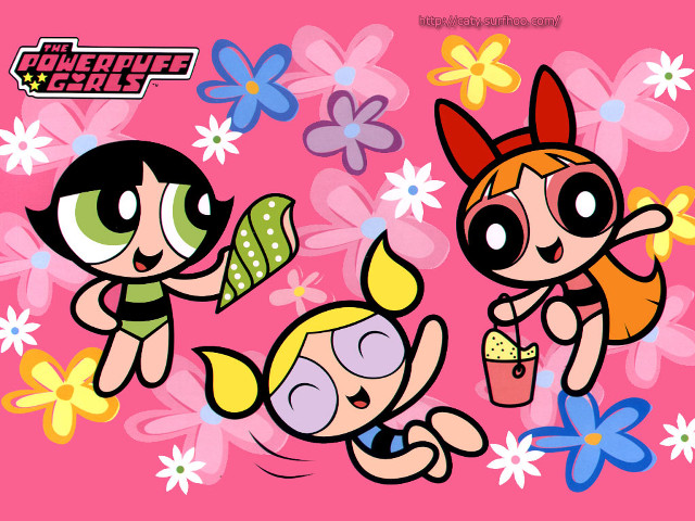 Cartoon girls flower pink background free wallpaper - medium preview image