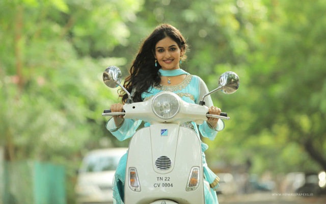 Woman blue dress white scooter free wallpaper - medium preview image