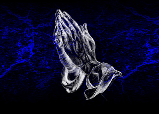 Praying hand black white blue free wallpaper - medium preview image
