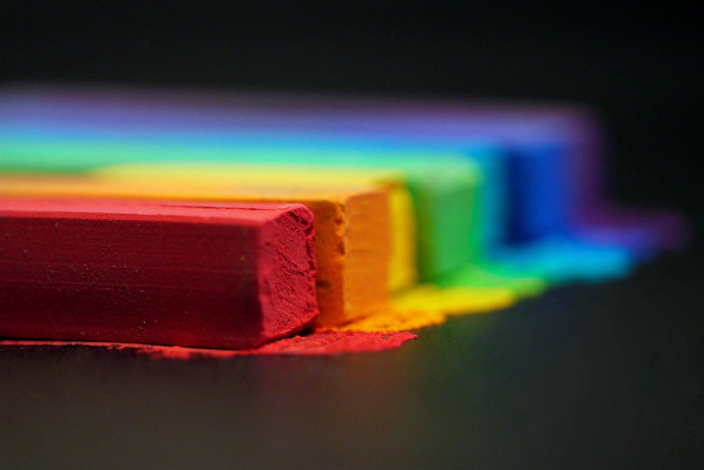 Rainbow colored chalk closeup black free wallpaper - medium preview image