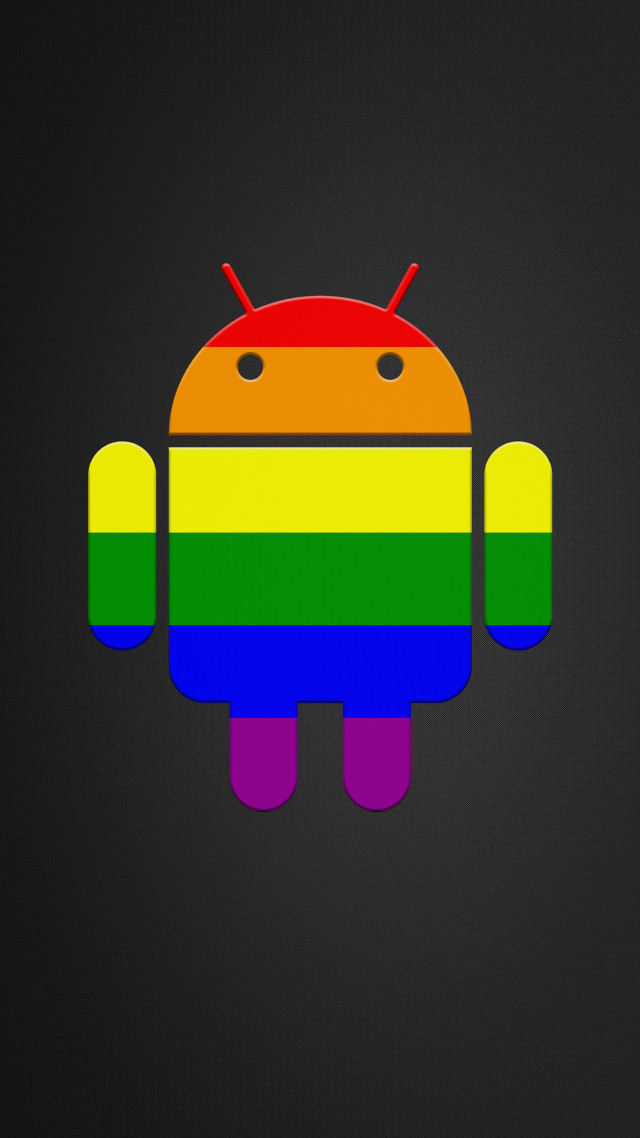 Rainbow colored android black background free wallpaper - medium preview image