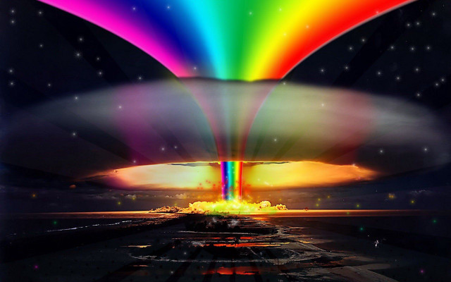 Rainbow colored object cloud smoke free wallpaper - medium preview image