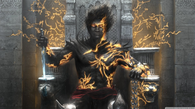 Man throne sword fire mouth free wallpaper - medium preview image