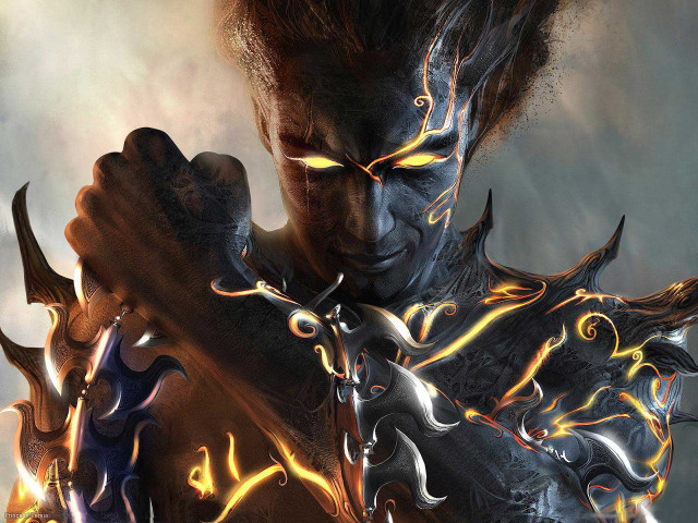 Man sword demon face flames free wallpaper - medium preview image