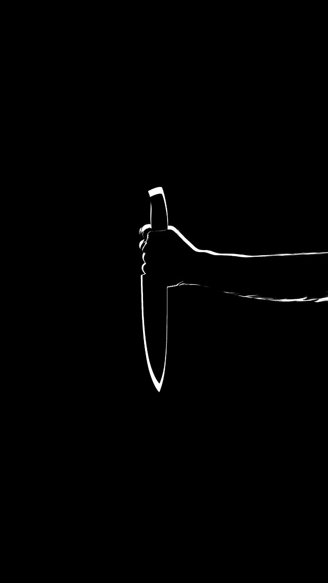 Black white photo person knife #2 free wallpaper - medium preview image