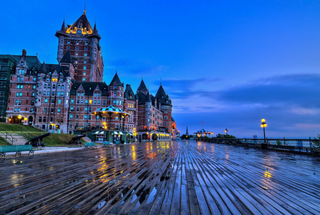 Boardwalk wooden floor nighttime lights free wallpaper - medium preview image