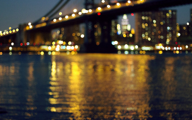 Bridge over water night lights free wallpaper - medium preview image