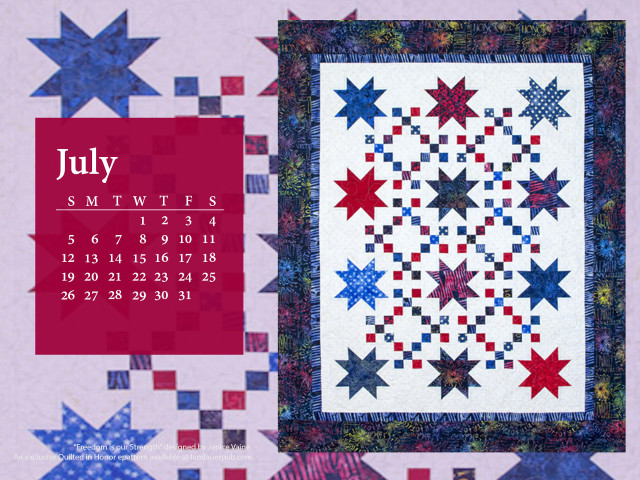 Calendar quilted star redframe july free wallpaper - medium preview image