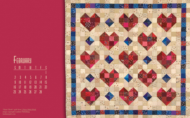 Quilted wall hanging hearts calendar free wallpaper - medium preview image