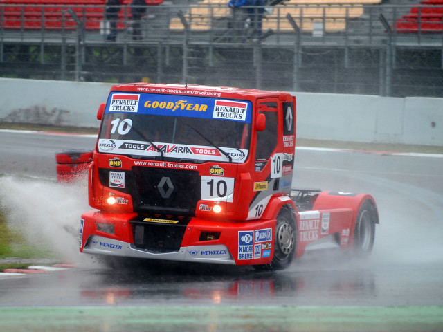 Red truck wet track rain free wallpaper - medium preview image